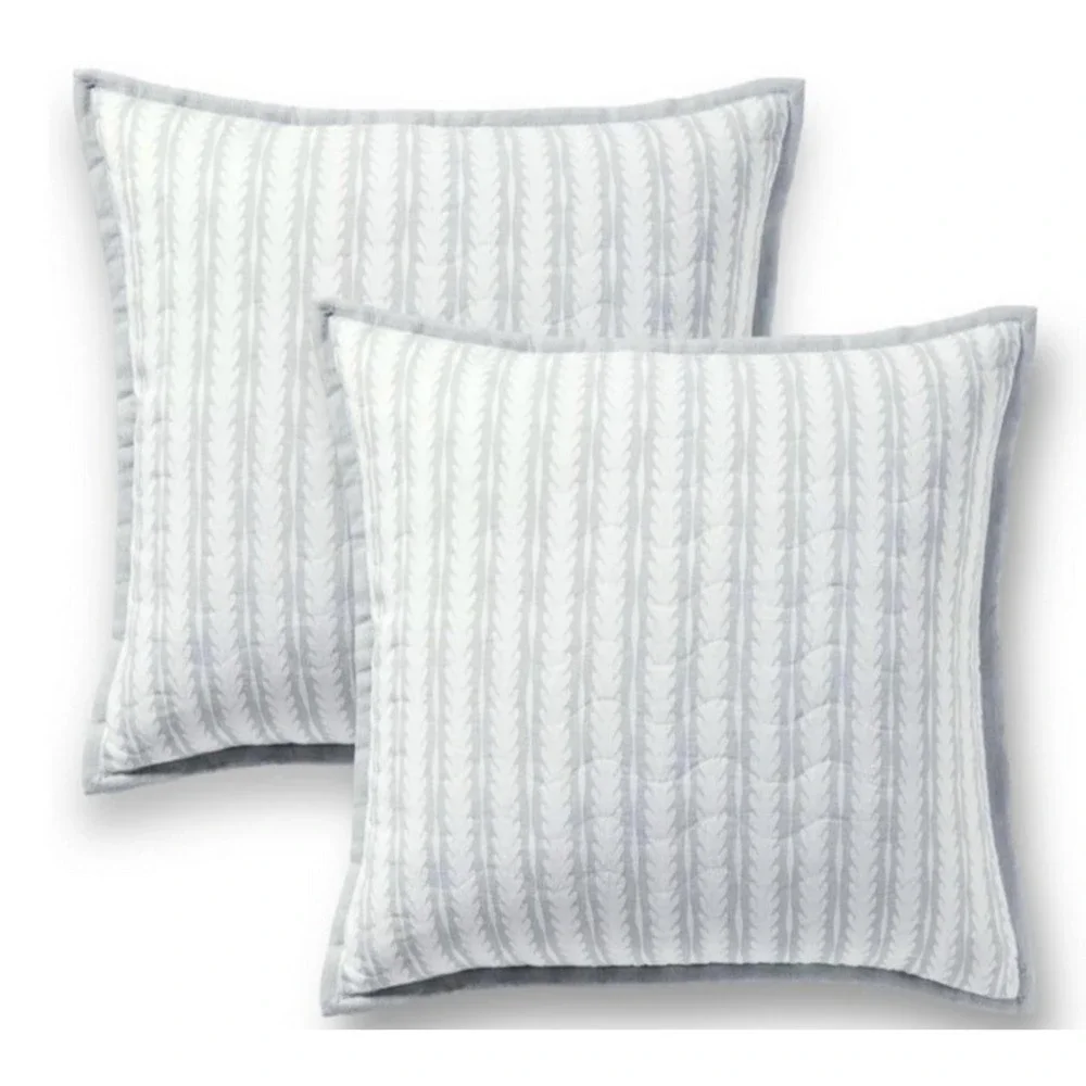 Serena‎ & Lily Oceana Euro Pillow Sham Set 2 Pair Linen Blue & White Coastal